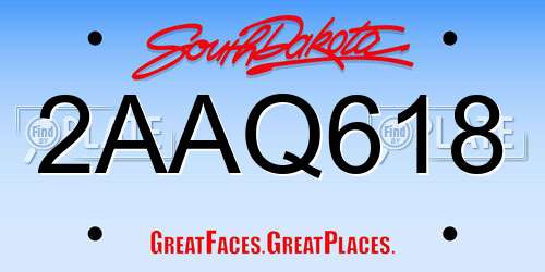 2AAQ618 South Dakota License Plate