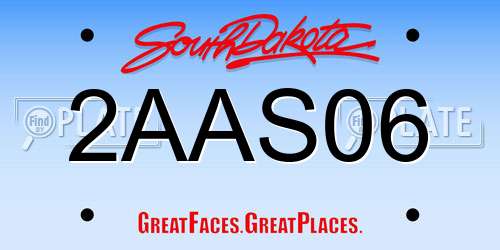 2AAS06 South Dakota License Plate