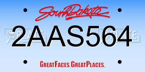 2AAS564 South Dakota License Plate