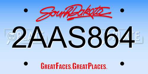 2AAS864 South Dakota License Plate