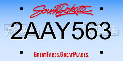 2AAY563 South Dakota License Plate