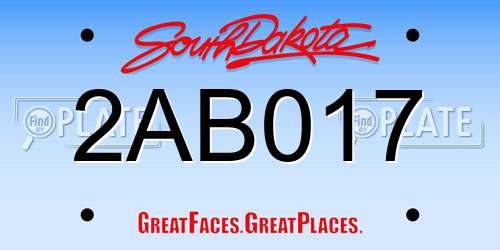 2AB017 South Dakota License Plate