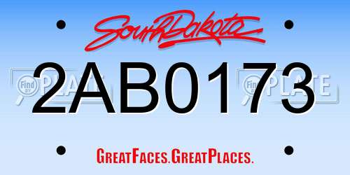 2AB0173 South Dakota License Plate