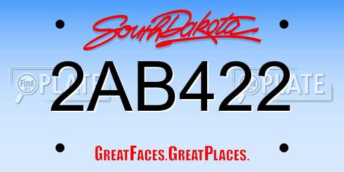 2AB422 South Dakota License Plate
