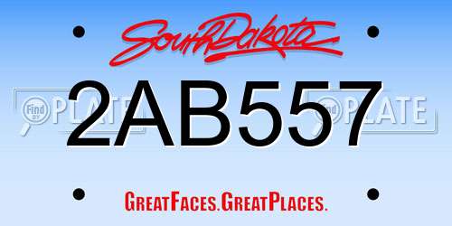 2AB557 South Dakota License Plate