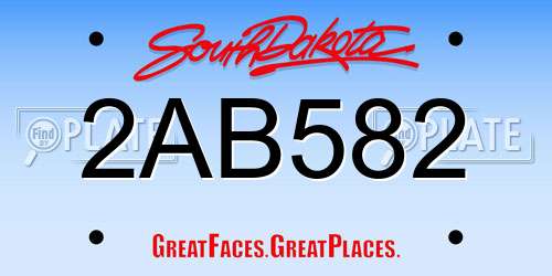2AB582 South Dakota License Plate