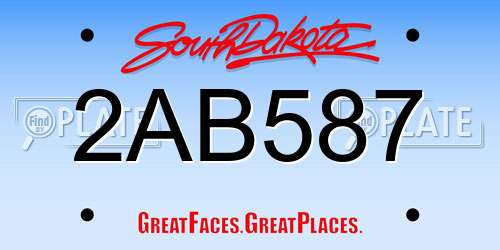 2AB587 South Dakota License Plate