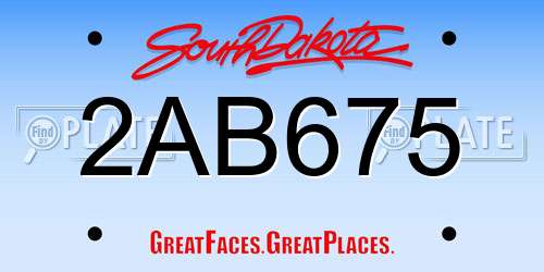 2AB675 South Dakota License Plate