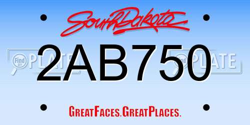 2AB750 South Dakota License Plate