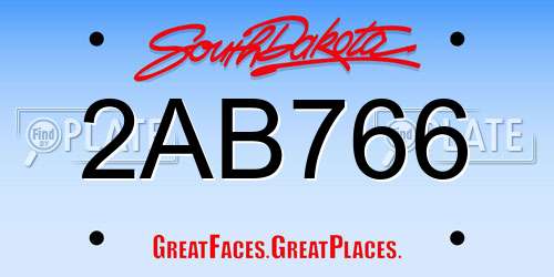 2AB766 South Dakota License Plate