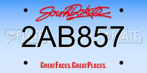 2AB857 South Dakota License Plate