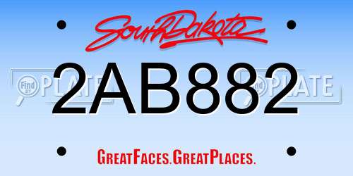 2AB882 South Dakota License Plate