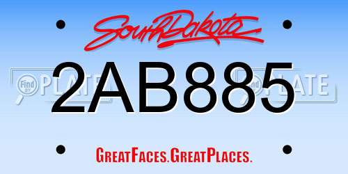 2AB885 South Dakota License Plate