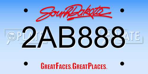 2AB888 South Dakota License Plate