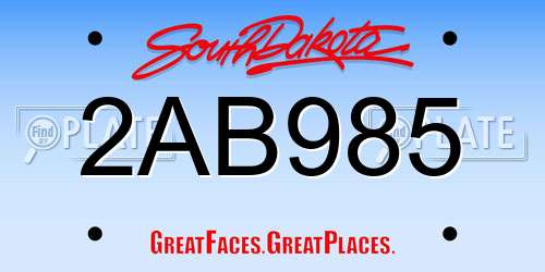 2AB985 South Dakota License Plate