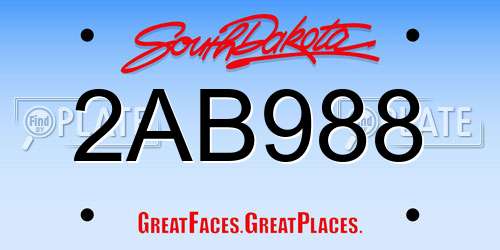 2AB988 South Dakota License Plate