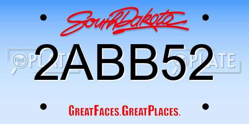 2ABB52 South Dakota License Plate