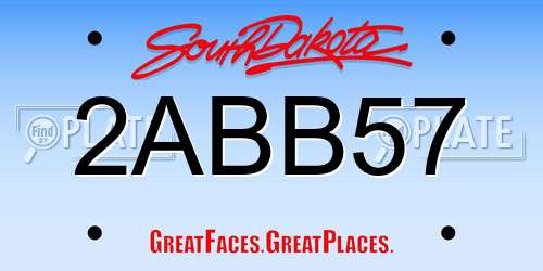 2ABB57 South Dakota License Plate
