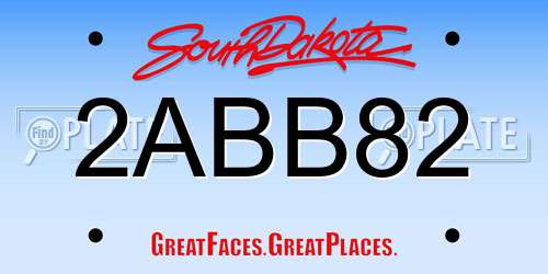 2ABB82 South Dakota License Plate