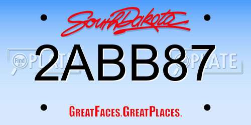 2ABB87 South Dakota License Plate