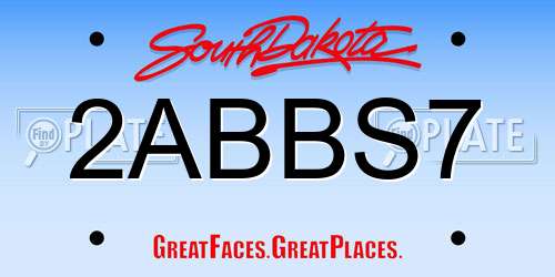 2ABBS7 South Dakota License Plate