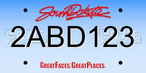 2ABD123 South Dakota License Plate