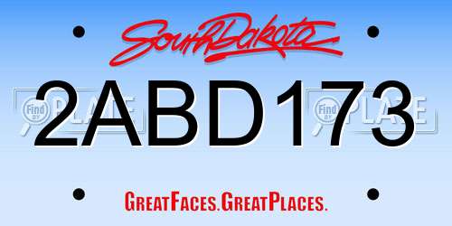 2ABD173 South Dakota License Plate