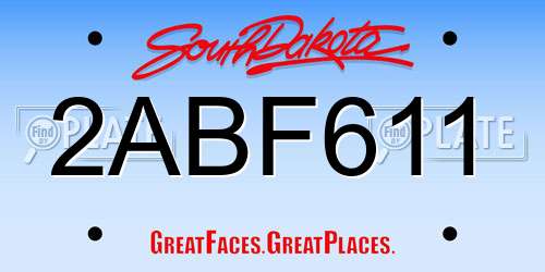 2ABF611 South Dakota License Plate