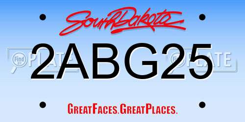 2ABG25 South Dakota License Plate