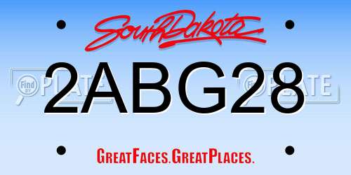 2ABG28 South Dakota License Plate