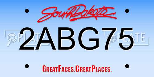 2ABG75 South Dakota License Plate