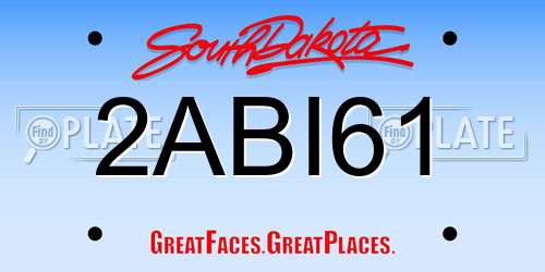 2ABI61 South Dakota License Plate