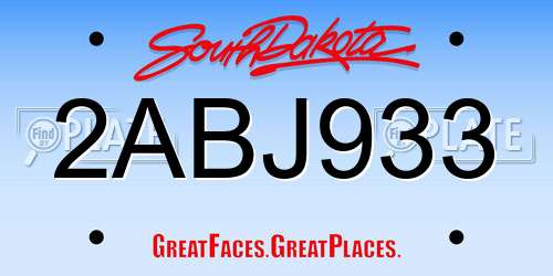 2ABJ933 South Dakota License Plate