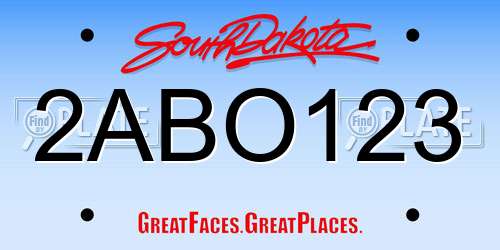 2ABO123 South Dakota License Plate