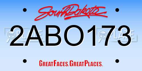 2ABO173 South Dakota License Plate