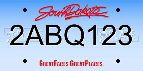 2ABQ123 South Dakota License Plate