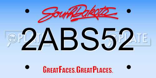 2ABS52 South Dakota License Plate