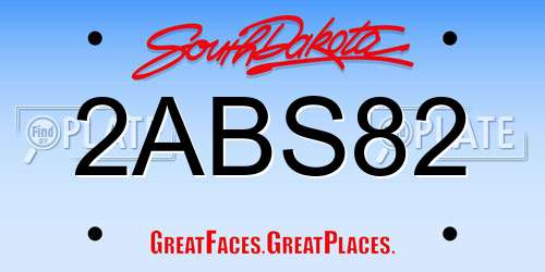 2ABS82 South Dakota License Plate