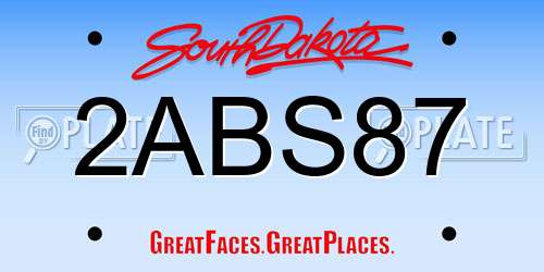 2ABS87 South Dakota License Plate