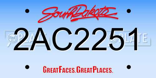 2AC2251 South Dakota License Plate