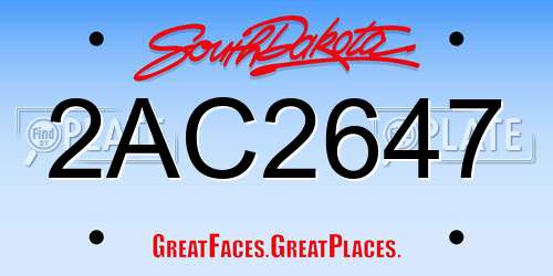 2AC2647 South Dakota License Plate