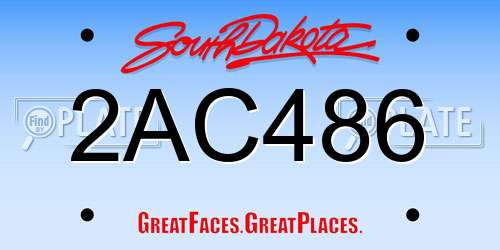 2AC486 South Dakota License Plate