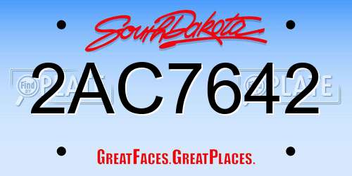 2AC7642 South Dakota License Plate