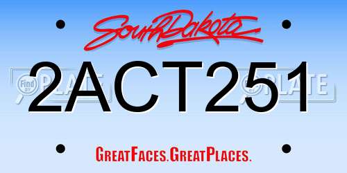 2ACT251 South Dakota License Plate