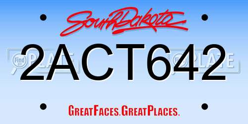 2ACT642 South Dakota License Plate