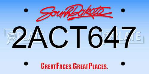 2ACT647 South Dakota License Plate