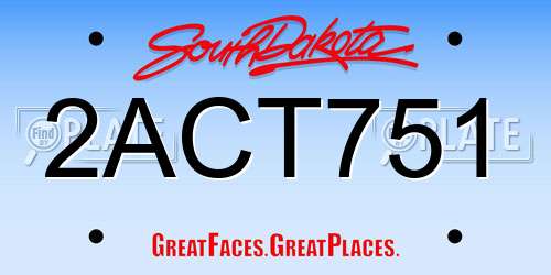 2ACT751 South Dakota License Plate