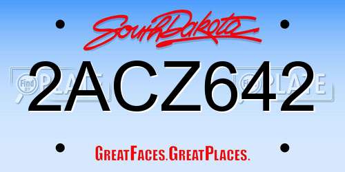 2ACZ642 South Dakota License Plate