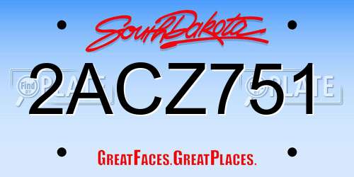 2ACZ751 South Dakota License Plate