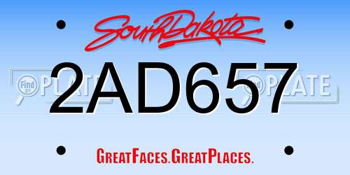 2AD657 South Dakota License Plate